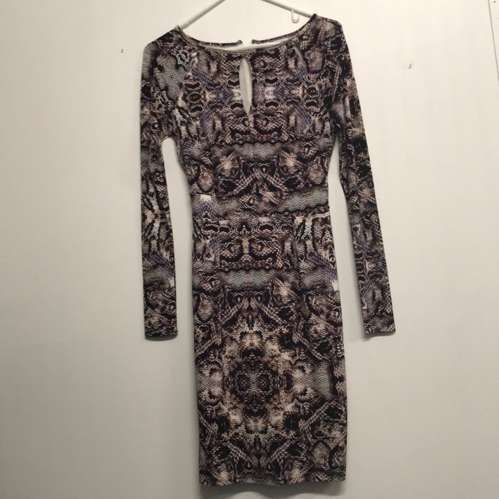 Jennifer Lopez purple & brown snakeskin like dress